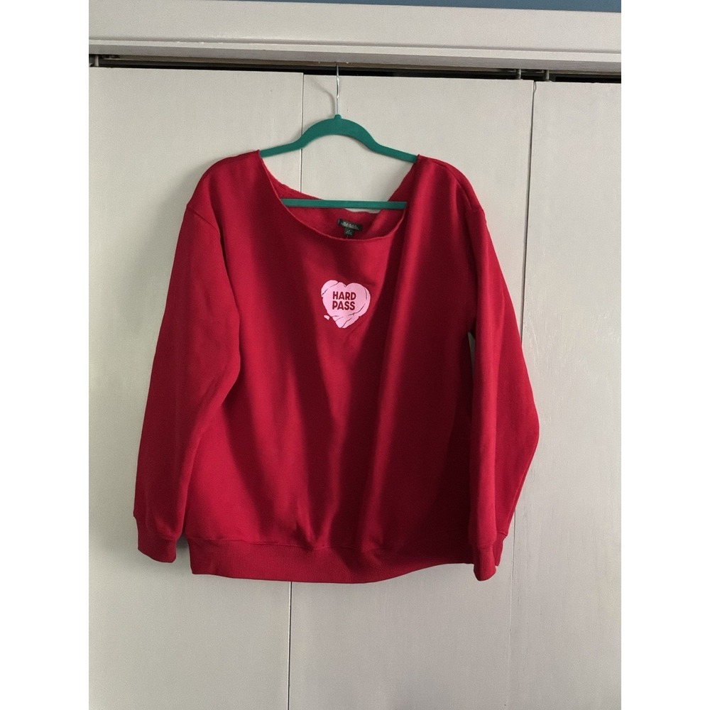Wild Fable Red Boat Neck Sweatshirt Women's Size M 23x25 Hard Pass